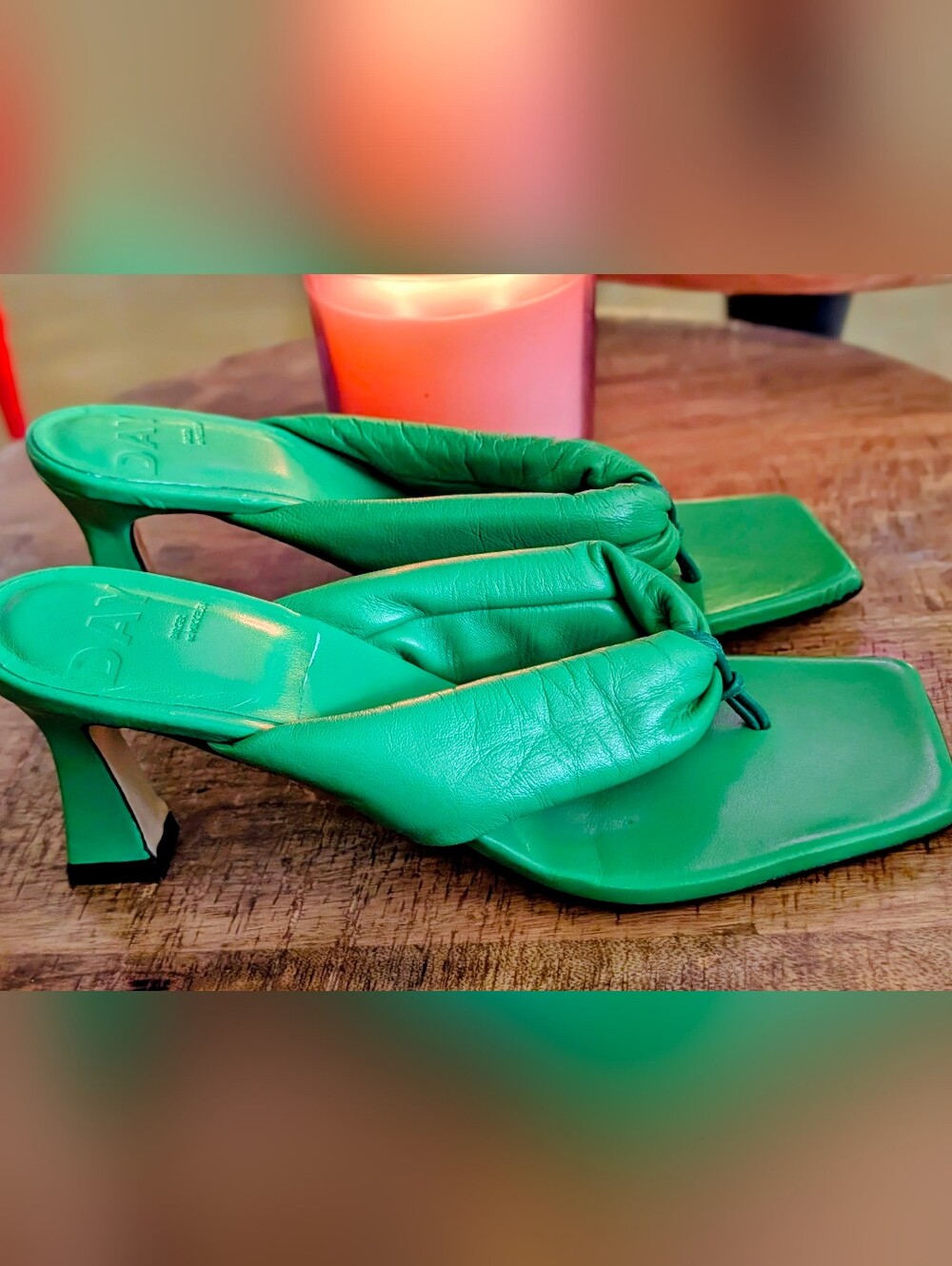 Day Birger et Mikkelsen Nathalie- Strap Sandal (bright green leather heels) - Picture 3 of 13